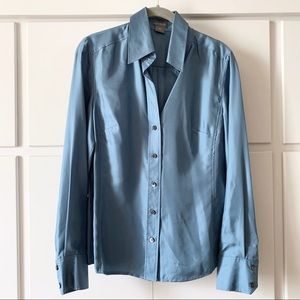 NWOT 100% Silk Top, 6, Blue, Ann Taylor